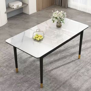 Ensemble de <span class=keywords><strong>table</strong></span> à manger moderne convertible et extensible avec plateau en pierre frittée, <span class=keywords><strong>table</strong></span> à dîner multifonctionnelle pliable avec <span class=keywords><strong>induction</strong></span> intégrée - Product Image 6