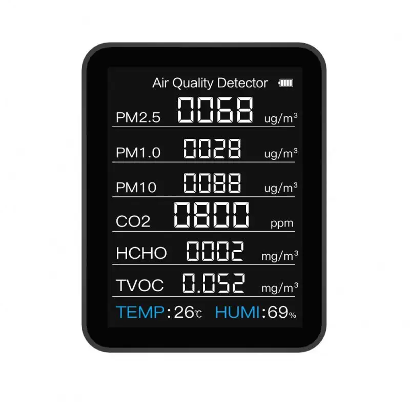 고정밀 측정 공기질 감지기 PM2.5 PM1.0 PM10 CO2 미터 AQI HCHO TVOC 먼지 측정기