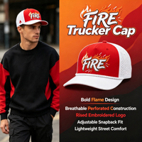 Gorra de Béisbol de Secado Rápido y Perforada con Logotipo Bordado de Llama con Cuerda Blanca, Gorra de Béisbol Urbana para Exteriores