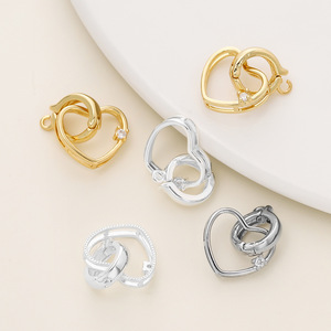 Heart Shape Jewelry Clasp 18k Gold Plated <b>Copper</b> For <b>Bracelet</b> Making DIY Accessories GA0608 - Product Image 4