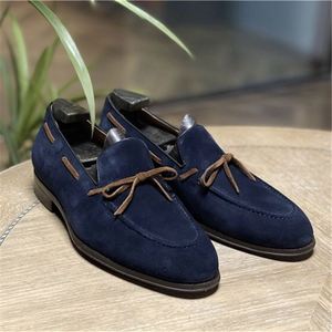 Mocassins rétro britanniques pour hommes à bout carré, lacets, patchwork, semelle extérieure en caoutchouc, doublure en cuir véritable, légers, respirants, antidérapants - Product Image 3