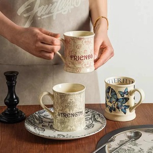 <span class=keywords><strong>Tasse</strong></span> en porcelaine <span class=keywords><strong>vintage</strong></span> à fleurs peintes à la main, tasses à café en céramique rétro à motif floral français avec poignée pour le petit-déjeuner, le lait ou les boissons - Product Image 6