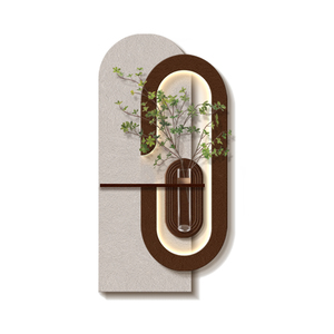 Decorazione per Ingresso e Soggiorno, Arte Murale 3D in Arenaria, <span class=keywords><strong>Grande</strong></span> Opera d'Arte con Piante Verdi Simulate, Dipinto Moderno con Illuminazione LED - Product Image 6