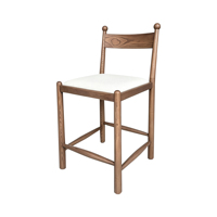Tabouret de bar mi-siècle moderne en bois de frêne massif avec dossier rembourré en tissu doux pour bar à domicile, salle à manger ou îlot de cuisine