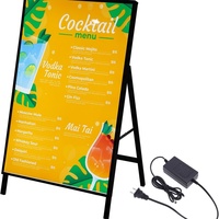 Exhibidor de Carteles LED Ultrafino con Marco en A para Acera, Soporte para Carteles de Películas, Letrero Publicitario con Caja de Luz para Interiores y Exteriores
