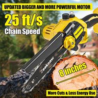 Scie à chaîne électrique portative sans fil 21V MAX* 8 pouces avec lubrification automatique, tensionnement automatique de la chaîne, 2 batteries 2.0Ah et chargeur, mini-scie à chaîne