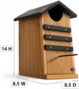 Nichoir en bois durable pour hiboux et écureuils avec toit résistant aux intempéries et perchoir pour abri extérieur de la faune - Product Image 5