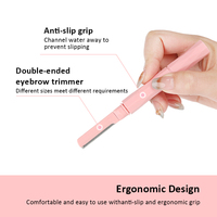 Rasoir à sourcils portable 2-en-1 à double extrémité pour femmes, outil de dermaplaning, rasoir de précision pour le visage avec poignée texturée diamant
