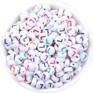 Perles acryliques blanches oblates, lettres individuelles, fabrication de bijoux DIY, bracelet, chaîne de téléphone portable, matériau en lucite - Product Image 5