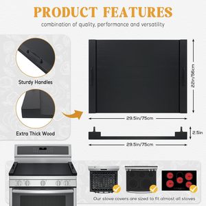 Planche de cuisson en bois noir avec poignée, 100 % OSB, plateau de service et planche à charcuterie polyvalente pour cuisinière électrique/gaz - Product Image 2
