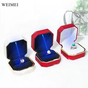 High Quality Led Ring Box Square Jewelry Box With LED Light For Pendant Bracelet Necklace Proposal Engagement Wedding Case