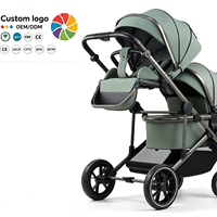 Poussette double tandem pour bébé, pliable à une main, siège réversible, en alliage d'aluminium, 4 roues en EVA, personnalisable en usine