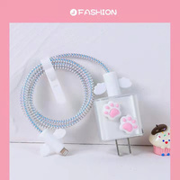 Mignon dessin animé 3D patte de chat en Silicone souple chargeur étui de Protection pour IPhone 13 12 11 18W-20W Charge rapide chargeur de Protection