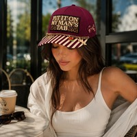 Gorra de Béisbol Personalizada de Lujo con Dijes de Cadena Dorada, Bordado 3D, Parche de Leopardo, Gorra Snapback con Rayas Rosas, Gorra de Moda Urbana