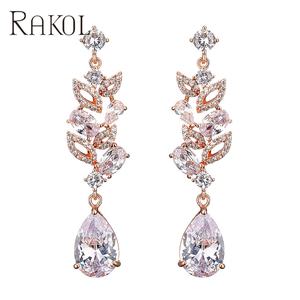 Pendentif en cristal en forme de larme Lacole EP5100, luxueux, plaqué or, creux, incrusté de zircon, bijoux de demoiselle d'honneur, cadeau de mariage Dubaï 2022 - Product Image 3