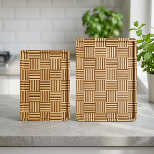 Ensemble de planches à découper en bois de bambou, 3 rainures pour jus, épaisseur 2,5 cm, rectangulaires. Planche de cuisine style butcher block pour la préparation et le service, en bois de bout - Product Image 3