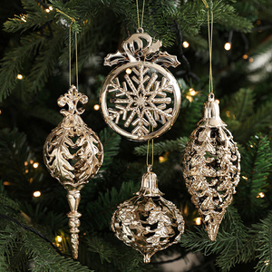 Adornos Navideños de Plástico Dorado Electrochapado con Forma de Copo de Nieve y Reno para Decoración de Árboles de Navidad - Product Image 2