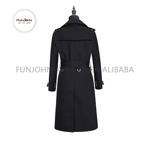 Primavera Oficina caqui clásico uniformes largos Turn-Down Collar diseño doble botonadura gabardina para mujeres damas - Product Image 2