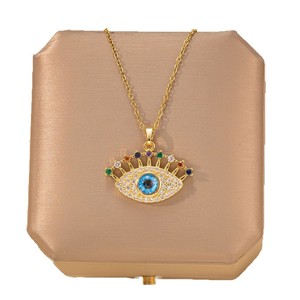 Collier pendentif en zircon à la mode transfrontalière, accessoires, plaqué or véritable 18 carats, collier <span class=keywords><strong>haut</strong></span> de gamme pour femmes, vente en gros d'usine - Product Image 5