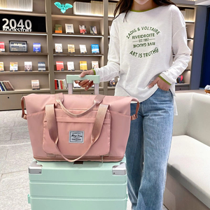 Hot Sale Durable Large Capacity Foldable Denim Duffle <b>Bag</b> Customized Logo Waterproof Zipper Closure Unisex Adjustable Strap - Product Image 2