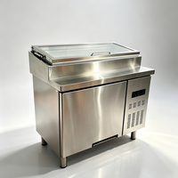 Table de préparation de salades en acier inoxydable de 1 m, réfrigérateur à refroidissement direct, comptoir de salades commercial pour pizzeria et sandwicherie