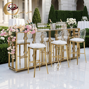 Stainless Steel Luxury Modern Commercial Bar Height Counter <b>Table</b> Home Bar Hotel Wedding Use Gold Finish <b>Mirror</b> Glass - Product Image 5