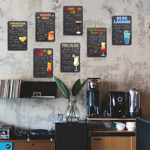 Juego de Letreros Metálicos con Recetas de Cócteles Vintage, Decoración de Pared Retro para Bar, Hogar o Pub - Product Image 4