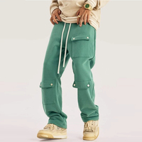Pantalon de jogging personnalisé en molleton épais avec patchwork, multi-poches, respirant, coupe ample, grande taille, pour homme, style cargo