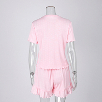Pyjama en tricot d'été QINSI pour femmes, ensemble de 2 pièces, vêtements de nuit décontractés, t-shirt à manches courtes, ensemble de vêtements de nuit, pyjama en pointelle à motifs de cœur pour femmes