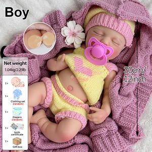 Poupée Reborn de grande capacité, fabriquée en silicone platine de 12 pouces, réaliste, nouveau-né, garçon LouLou avec sucette, cadeau de Noël - Product Image 2