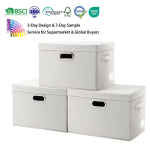 Large Collapsible Storage Container <strong>with</strong> Lid Fabric Foldable Storage Box Organiser Container <strong>Basket</strong> <strong>Cube</strong> <strong>with</strong> Lid for Home - Product Image 1
