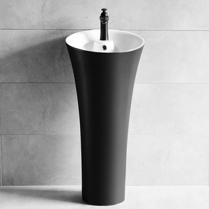 Ceramic Pedestal <b>Basin</b> <b>Round</b> Vessel Floor Standing Sink Single Hole Glossy Finish Bathroom Sink - Product Image 3