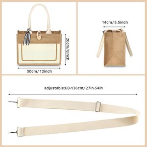 2024 chinois Simple haute qualité femmes jaune lin sac fourre-tout personnalisé tendance Shopping Jute sac - Product Image 2