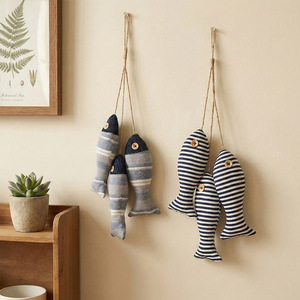 Mediterranean Style Fabric Fish Wall Hangings Horizontal Stripe Morandi Colors Home Decor Hanging Items Irregular Shape - Product Image 2