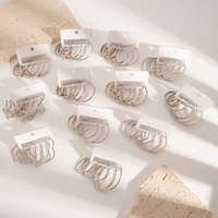 Ensemble de boucles d'oreilles créoles en acier inoxydable plaqué or, motifs variés (cercle, cœur, étoile, fleur), bijoux de mode pour femmes