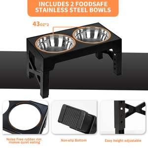 Üst satış çift Diner hayvan mama kabı gıda sınıfı yükseltilmiş Abs köpek kase 2 paslanmaz çelik köpek yemek kasesi - Product Image 5