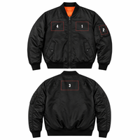 Blouson Bomber Homme Personnalisé avec Logo, Tissé Enduit, Col Montant, Hiver, Streetwear Décontracté, Style Pilote MA-1, Respirant, Coupe-Vent, Vente en Gros