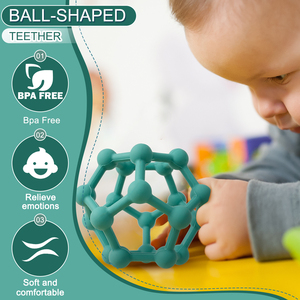 Mordedores de Silicona Suave Libres de BPA para Bebés, Anillos de Dentición, Bola para Masticar, Juguete de Silicona para Bebés, Set de Regalo para Bebés - Product Image 4
