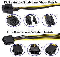 18AWG 12V Carte mère CPU 6Pin femelle vers double 8 broches mâle Carte graphique Splitter Câble d'alimentation 18AWG 15cm