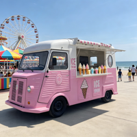 Camioneta de Helados Móvil Rosa Personalizada con Área para Máquina de Helado Suave, Congelador Comercial para Negocios de Catering en la Playa