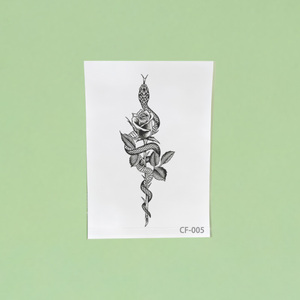 Autocollant de <span class=keywords><strong>tatouage</strong></span> temporaire imperméable avec motifs serpent, fleur, <span class=keywords><strong>rose</strong></span>, logo personnalisable, application sur le <span class=keywords><strong>bras</strong></span>, tenue jusqu'à 1 semaine - Product Image 5