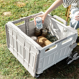 Carro de compras de supermercado de Venta caliente, carrito de plástico plegable con ruedas inclinadas para acampar al aire libre - Product Image 5