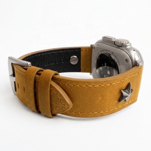 Bracelet de montre en cuir Crazy Horse de style punk vintage Starlight, fait main, compatible avec les montres intelligentes de 44 mm - Product Image 4