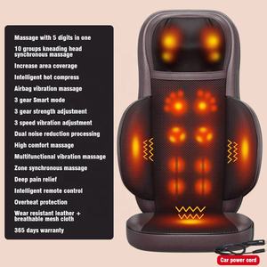 Siège de Massage Shiatsu Corps Entier, Coussin de Massage 3D à Pétrissage avec Lumière Rouge pour Soulagement des Douleurs Dorsales, pour Fauteuil de Bureau, de Voiture ou à la Maison - Product Image 6