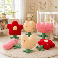 Set Bantal Boneka Bunga Musim Semi Siap Kirim, Tulip Daisy Dekoratif Lucu, Bantal Isi Dakron untuk Dekorasi Kamar Anak, Bantal Lempar Katun Lembut
