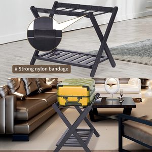 <span class=keywords><strong>Porte</strong></span>-bagages en bambou de couleur personnalisable pour chambre d'amis, chambre à coucher, chambre d'hôtel avec étagère - Product Image 5