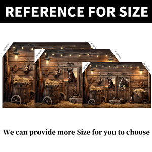 棕色农场主题马匹印花横幅背景生日快乐派对装饰背景 - Product Image 4