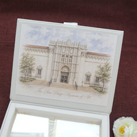 Boîte de luxe en velours rigide pour invitation de mariage en acrylique avec motif château aquarelle et enveloppe artistique pour cérémonies et événements de mariage