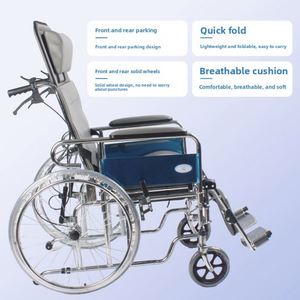 Fauteuil roulant ergonomique pour soins infirmiers, pliable manuellement, ultra-léger, avec cadre en acier, à propulsion manuelle, pour personnes âgées - Product Image 2