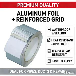 <span class=keywords><strong>Cinta</strong></span> Adhesiva <span class=keywords><strong>de</strong></span> <span class=keywords><strong>Aluminio</strong></span> <span class=keywords><strong>de</strong></span> Alta Resistencia para HVAC, 20m, Reflectante, para Ventilaciones y Hornos, con Adhesivo Acrílico Activado por Agua - Product Image 2